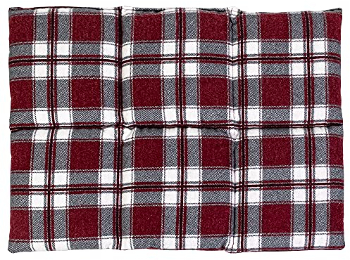 Rapssamenkissen groß 40x30cm 6-Kammer - Flanell karo-rot - Wärmekissen Körnerkissen z.B. als Rückenkissen & Bauchkissen - Rapskissen 30x40 - Flanell karo-rot