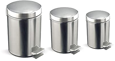 Rocada - Papelera con Pedal de Acero Inoxidable, 20L de Capacidad, Interior Extraíble, Cubo de Basura, Cierre Caída Amortiguada, Medidas 29 x 45 x 29 cm