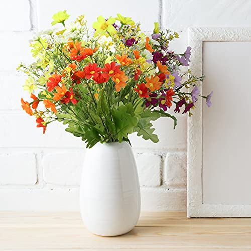 Kesote Blumen Künstlich Gänseblümchen 6 Blumenstrauß Kunst Kunstblumen Deko Seidenblumen Frühlingsdeko