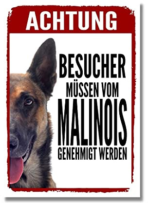 Malinois Mali Genehmigung Dog Schild Spruch Türschild Hundeschild Warnschild Geschenkidee Sicherheitsschild Hund Privatgrundstück Hundewarnung Warnung vor dem Hund