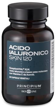 BIOS LINE Principium Acido Ialuronico 120, Integratore Alimentare per la Pelle, Senza Glutine e Lattosio, Vegan, 60 Compresse