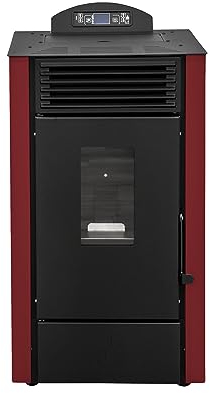 STUFE A PELLET ITALIA California 8 KW | Poêle à Granulés à Air Ventilé Efficacité 91% Chauffe 70m² Autonomie 20H Programmable 5 Vitesses et Puissances Design Compact Garantie 24 Mois Rouge