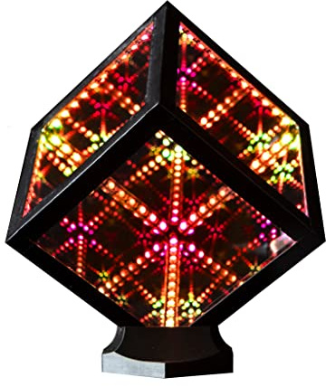 The Hyperspace HyperCube Nano Infinity-Würfel LED-Licht mit Ständer – 5,5-Zoll soundreaktive Lampe, RGB-App-gesteuertes mehrfarbiges dekoratives Spiegelkunst-Nachtlicht, coole Party-Atmosphäre