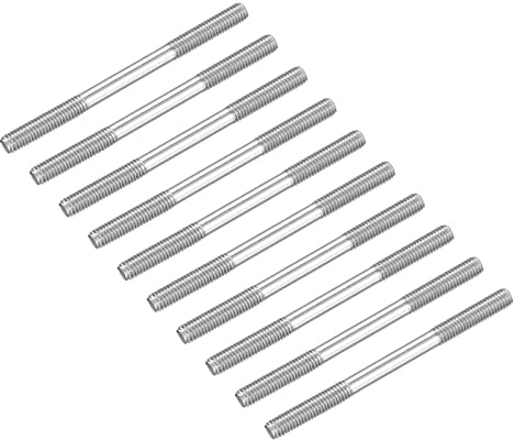 METALLIXITY 10Pcs Double Terminal Goujon Vis M6 Filetage 80mm Longueur | Double Fileté Barre Boulons, 304 Inox Acier, pour Maison Entretien