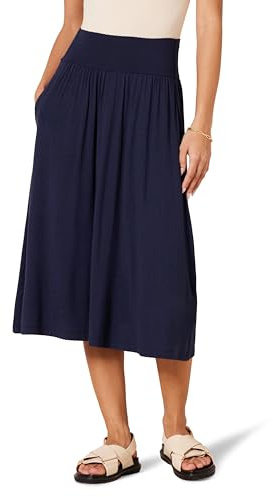 Amazon Essentials Falda Midi de Punto con Tirantes Mujer, Azul Marino, S