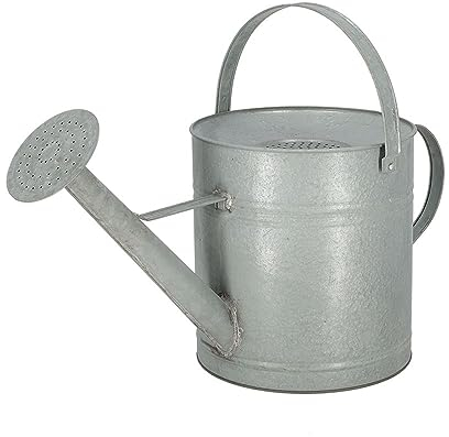 Rivanto® Große Altzink Gießkanne 8,7 Liter aus Zink, Grau, Outdoor Grießkanne mit großer Brause und 2 Griffen
