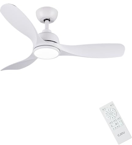 CJOY Deckenventilator mit Beleuchtung Leise, Ø107cm Deckenventilator mit Licht und Fernbedienung 3 Farbtemperaturen, Dimmbare LED, Reversibel DC, 6 Geschwindigkeiten für Schlafzimmer Terrasse