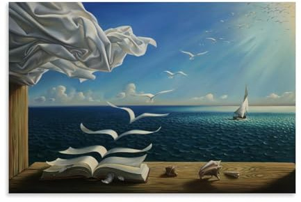 DuBom Salvador Dali Malerwerk (Wellenbuch) Poster, dekoratives Gemälde, Leinwand, Wandkunst, Wohnzimmer, Schlafzimmer, 50 x 75 cm