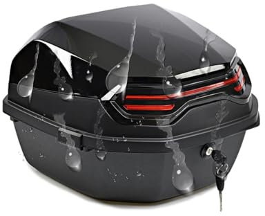 PQPQLI Maleta Universal para Scooter/Moto/Quad (32L) | Topcase Caja De Cola De Motocicleta con Cerradura De Seguridad Respaldo Y Placa De Soporte(Negro)