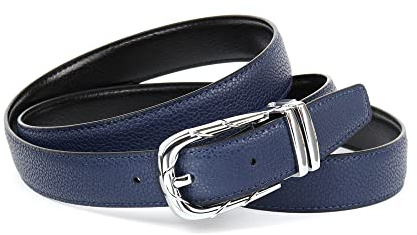 Anthoni Crown Damen Leder Wendegürtel Gürtel, Schwarz-Dunkelblau, 95