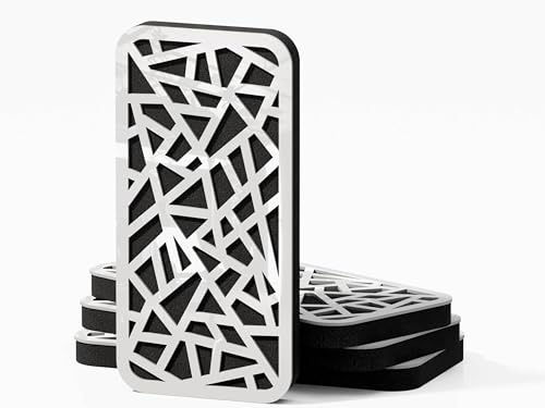 Lot de 4 panneaux acoustiques étroits insonorisants | Absorption sonore et diffusion pour contrôle de la réflexion | 46x23cm | Plaques perforées | (Plastique blanc brillant, AKAT-18)