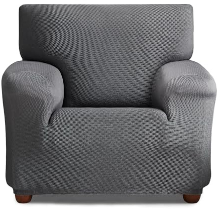 HIPERMANTA Cubre Sillon Antimanchas. Fundas para Sillon Elasticas. Fundas Sillon. Protector de Sillon. Confort Suavidad. Tunez Color Gris 1 Plaza (70-110 cm)