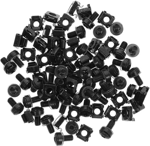 Gadpiparty 50 Stück M6x16mm Käfigmuttern und Rack Montageschrauben für Serverregale Schwarze Vierkant Einsatzmuttern mit Sauberem Gewinde für Computer Rack Zubehör