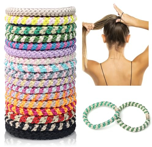 18 Stück Mehrfarbige Elastische Haargummis, Mehrfarbigen Haarbänder | Geflochtener Pferdeschwanz Halter, Elastischen Haar Bändern, Keine Beschädigung für Verschiedene Haar (Colorful Series)