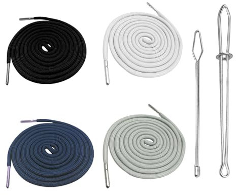 Cosmeria Cordoncino per pantaloni da jogging e felpe con cappuccio, 4 x 140 cm, con 2 fili, ricambio per pantaloni, felpe con cappuccio, fascia in poliestere con estremità in metallo, multicolore, L