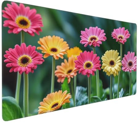 Gaming Mauspad XXL Blume Mousepad 1000x500x4mm Blätter Verlängertes Mauspad Schreibtischauflage,Genähte Kanten Mauspad,Verbessert Präzision und Geschwindigkeit Wasserdicht Geeignet für Büro und Spiele