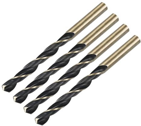 QUARKZMAN 4 Piezas Brocas De Taladro Rectas De 8.5mm Recubiertas De Titanio Dorado Y Nitruro Negro Acero Rápido (HSS) 4341 Con Vástago De 8.5mm Para Acero Inoxidable Aleación Metal Plástico