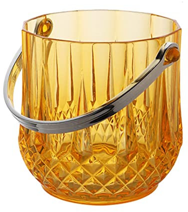 IEOWY Eiskübel, Tisch-Eiskübel-Kühler mit Griff und Eiszange, Wein- und Getränkekühler, 1300 ml Acryl-Eispellet-Kübel, für den Außen- und Innenbereich (Orange)