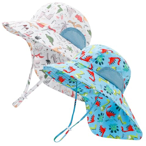MASOCIO Gorro Bebe Niño Niña de Sol Verano 2 Piezas Gorra Bebé Pescador Proteccion Filtro Solar UV UPF 50 Sombrero 3 4 5 Exteriores Playa Edad 2-6 Años Multicolor 1