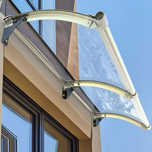 KEFU01 Tettoia per Porta o Finestra con Protezione UV Pioggia e Neve, Pensilina in Policarbonato Trasparente, Tettoia Ingresso, Tettoia per Porta di Casa, Pensilina da Esterno (100x50cm/39x20)