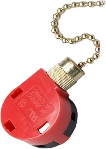 Interrupteur de ventilateur de plafond, interrupteur à chaîne de traction, 125/250 V 3/6 A 3 vitesses 4 fils interrupteur à chaîne de traction interrupteur de contrôle de vitesse interrupteur de lustr