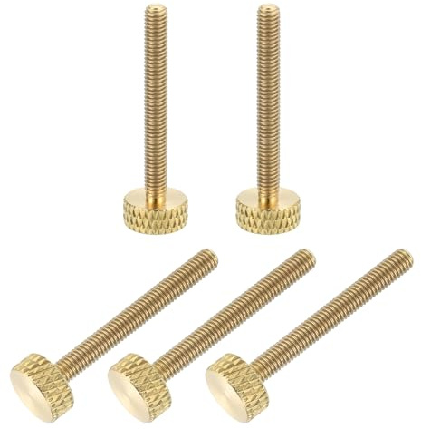 sourcing map Rändelschrauben aus Messing, M3 x 25 mm, flacher Griff, massives Messing, Diamant-Rändelschrauben, Knöpfe für Elektronik, Mechanik, 5 Stück