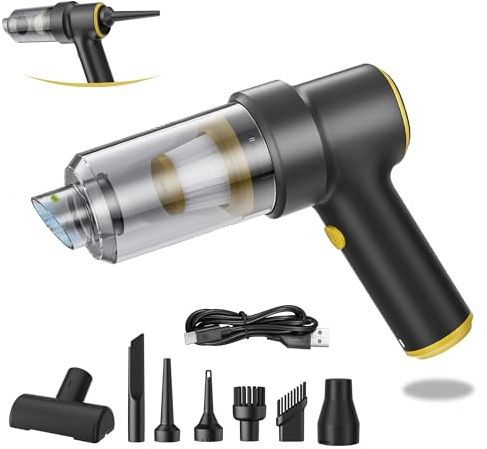 COCCKO Handstaubsauger Akku 4-in-1 Auto Staubsauger Stark，2-Gang 42000 U/min Tragbarer Autostaubsauger，15000Pa Mini Staubsauger mit LCD Display，für Computer, Küche, Sofa, Büro,Auto