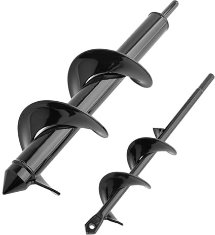 Gunpla Garden Auger Drill Bit for Planting Bulbs Seedlings, 4x22 cm and 8x30 cm, 2-Piece Post Hole Diggers, Fence Digger Tool with 3/8 Hex Drive