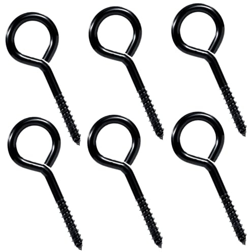 TYSM-CC Pernos de Ojo de 5 Pulgadas de Acero Inoxidable, 6 Ganchos Negros Grandes para Colgar, Alta Resistencia, Durabilidad y Fácil Instalación en Garaje, Taller o Hogar