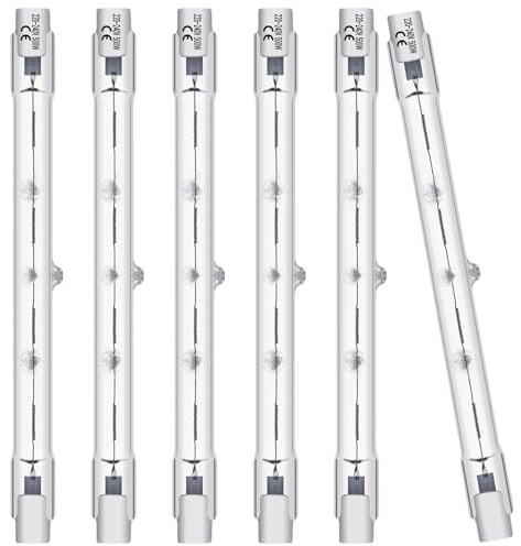 BROTOU Halogen Leuchtmittel R7S 118mm 500W, 6er Pack Dimmbar Halogenstab Halogenstab R7S 118mm 220-240V 3400lm 3000K Warmweiß J-Typ für baustrahler, Arbeit Landschaftsbeleuchtung,Wohnzimmerleuchten