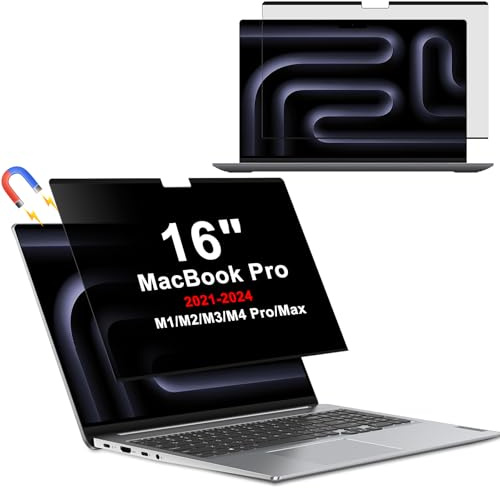 HeeYeal Magnético Filtro de Privacidad para MacBook Pro 16 Pulgadas 2024 2023 2021 (M4/M3&M2/M1), Anti Luz Azul, Antirreflectante, Protector de Pantalla de Privacidad Extraíble para MacBook Pro 16