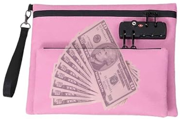 Geldtasche mit Schloss | Persönlicher Aufbewahrungsbeutel mit Reißverschluss, doppellagig, große Geldtasche für Schule, Auto, Krankenhaus, Hotel, Bank, Haus, Schlafsaal, Boot, Camping,