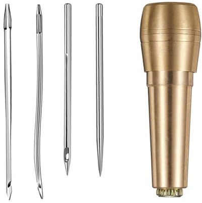 UNTERING Multifunctional Leather Sewing Awl Tool Set Leather Sewing Needle Awl With Metal Handle Shoe Repair Tool Set Copper Needle