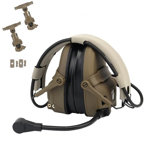 ACEXIER Casque tactique GEN 6 antibruit avec micro à bras robotisé pour la chasse, le paintball et le CS (Khaki)