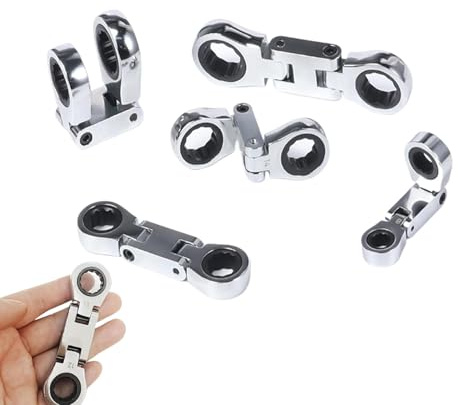 Celuicion Jeu de Cliquet, 5 Pièces Clés A Douilles Double Têtes Flexibles Poche, Clé de Dépannage Rétractable 1,9 cm, Outil Pliant à 180 Degrés pour Professionnels et Bricoleurs