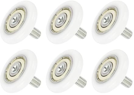 QUARKZMAN 6Pz Rotelle Box Doccia 28mm x 6mm Passo 4mm, Cuscinetti Box Doccia in Nylon Ruote di Ricambio Puleggia per Cassetti Guide per Porte Scorrevoli Bianco, M6 x 10mm Filettatura
