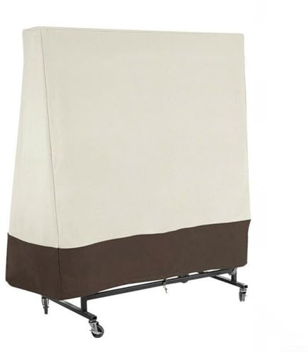 Waterproof Table Tennis Table Cover 210D Oxford Fabric with Ventilation System and Handles for Indoor Outdoor Folding Ping-pong Tables, Beige Coffee 36x85x160cm