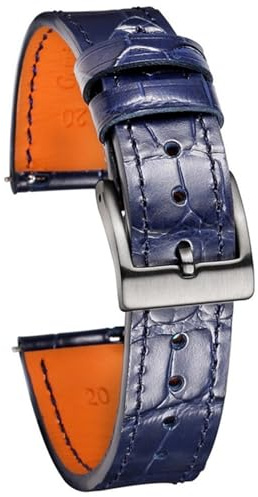 Generico Läderarmband för klocka - snabbfrigörande kohud läderband 18-22 mm för män, 19mm, Acetat, Ingen ädelsten