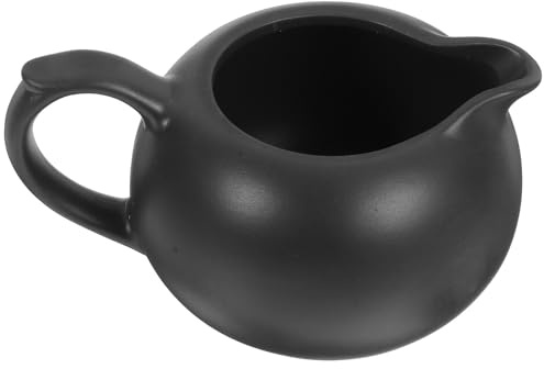 SUPVOX Jarra de Cerámica Negra Mediana para Leche y Café Asa, Dispensador de Leche para Crema y Salsa, Contenedor Multiusos para Cocina, Hogar y Restaurante, Fácil de Limpiar
