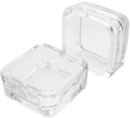 Amosfun Cenicero Cuadrado de Vidrio Transparente 9,4x9,4x4 Cm 2 Unidades, Accesorio Decorativo para Hogar, Oficina y Caravana, Cenicero a Prueba de Viento para Interiores y Exteriores