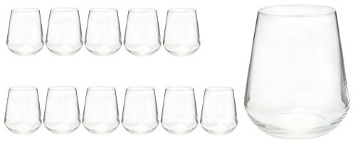 Bormioli - Set di 12 bicchieri per acqua, succo medio in alto 45 cl, in cristallo di prima qualità, migliore resistenza alla rottura, design filigranato