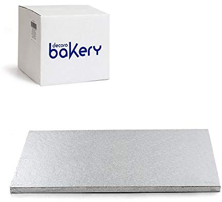DECORA, 0931224 Rechteckiger Stabiler Tortenuntersetzer, Silberfarben, aus mit Aluminium beschichteter Zellulosepaste, Robust und strapazierfähig, Ideal zum Präsentieren von Torten, 40 x 50 x 1,2 cm.