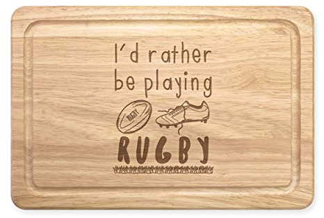 I'd Rather Be Playing Rugby Rectangular Wooden Chopping Board