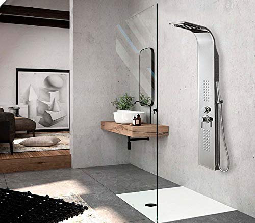 Colonna Doccia Idromassaggio in Acciaio Inox Finitura Cromo 4 funzioni IDROMASSAGGIO - DOCCETTA SOFFIONE - Cascata