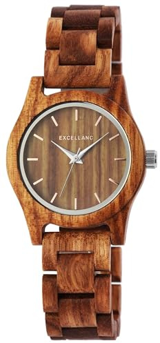 Holzuhr Damen Naturholz Nachhaltig | Armbanduhr Damen Holz minimalistisch leicht | Damenuhr Holz elegant vintage – Kerbholz-Stil Holzuhr Frauen Geschenk (Zebraholz)