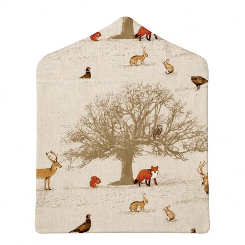 Jolee Fabrics Premium Patterned Oilcloth Peg Bags with Wooden Hanger - Water Resistant Peg Bag, Clothes Clip Storage Perfect for Any Washing Line (Woodland Animals Peg Bag)