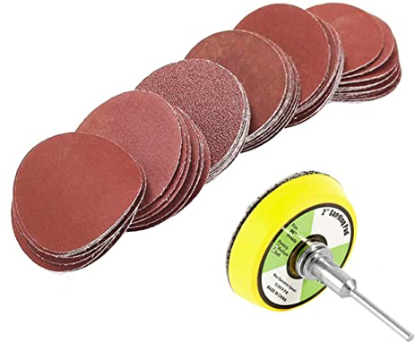 Bestgle 60pcs Sanding Discs Kit, 2 (50mm) Abrasive Sander Pads with 1/8 Shank Backing Plate for Drill Grinder Rotary Tools, 100/240/600/800/1000/2000 Grit Sandpaper