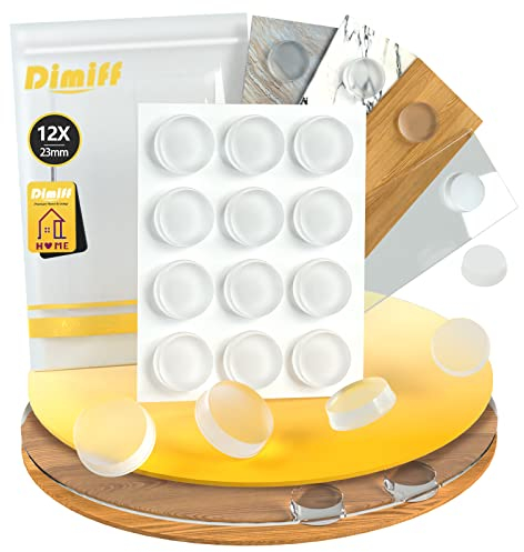 Dimiff Insonorisé Tampon Porte 12pcs, Patin Silicone, Amortisseur Porte Transparent, Patin Caoutchouc Autocollant pour Armoires, Tiroirs, Portes, Couvercles De toilettes, Tables, Chaises