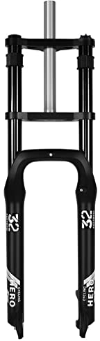 HSQMA Fatbike Gabel 20 26 Zoll Schneefahrrad Luftgefederte Gabel Federweg 140mm Doppelte Schulter 1-1/8 Scheibenbremse ， Für 4.0-Reifen E-Bike-Fahrrad (Color : 20inch Black)