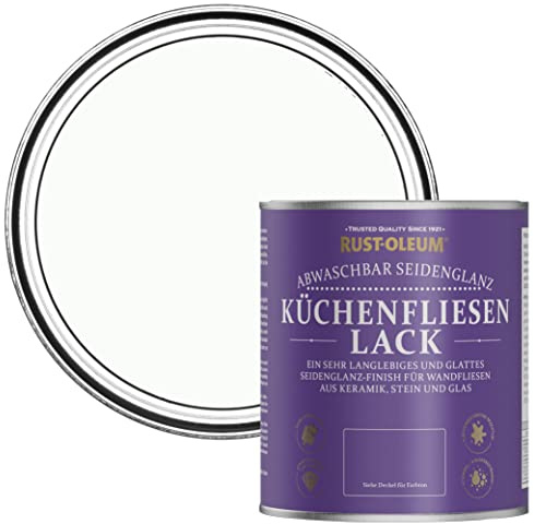 Rust-Oleum White water resistant Kitchen Tile Paint in Satin Finish - Moonstone 750ml